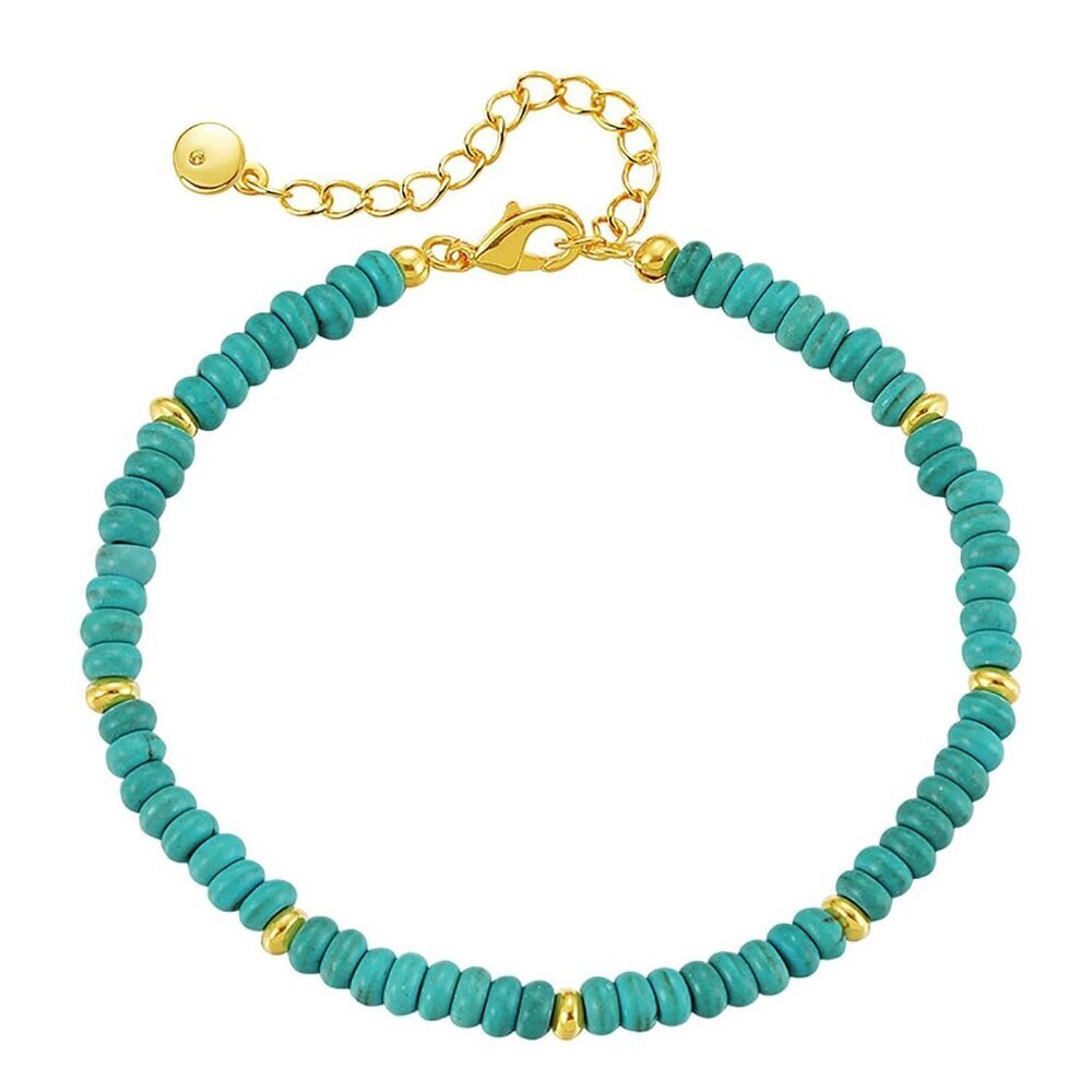 Turquoise Bracelet for Women 18 Gold Plated Dainty Turquoise Bead Bracelet Gold